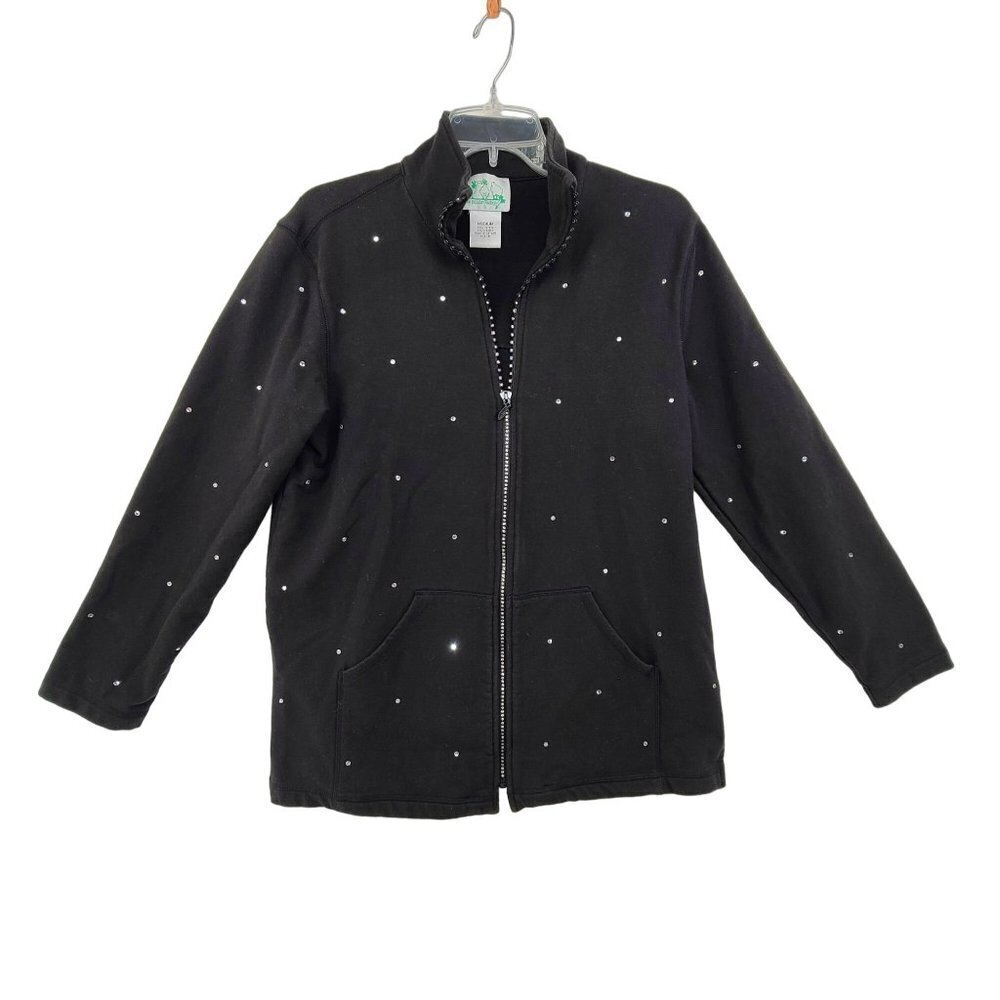 Quacker Factory Women's Full Zip Casual Jacket Black Size M